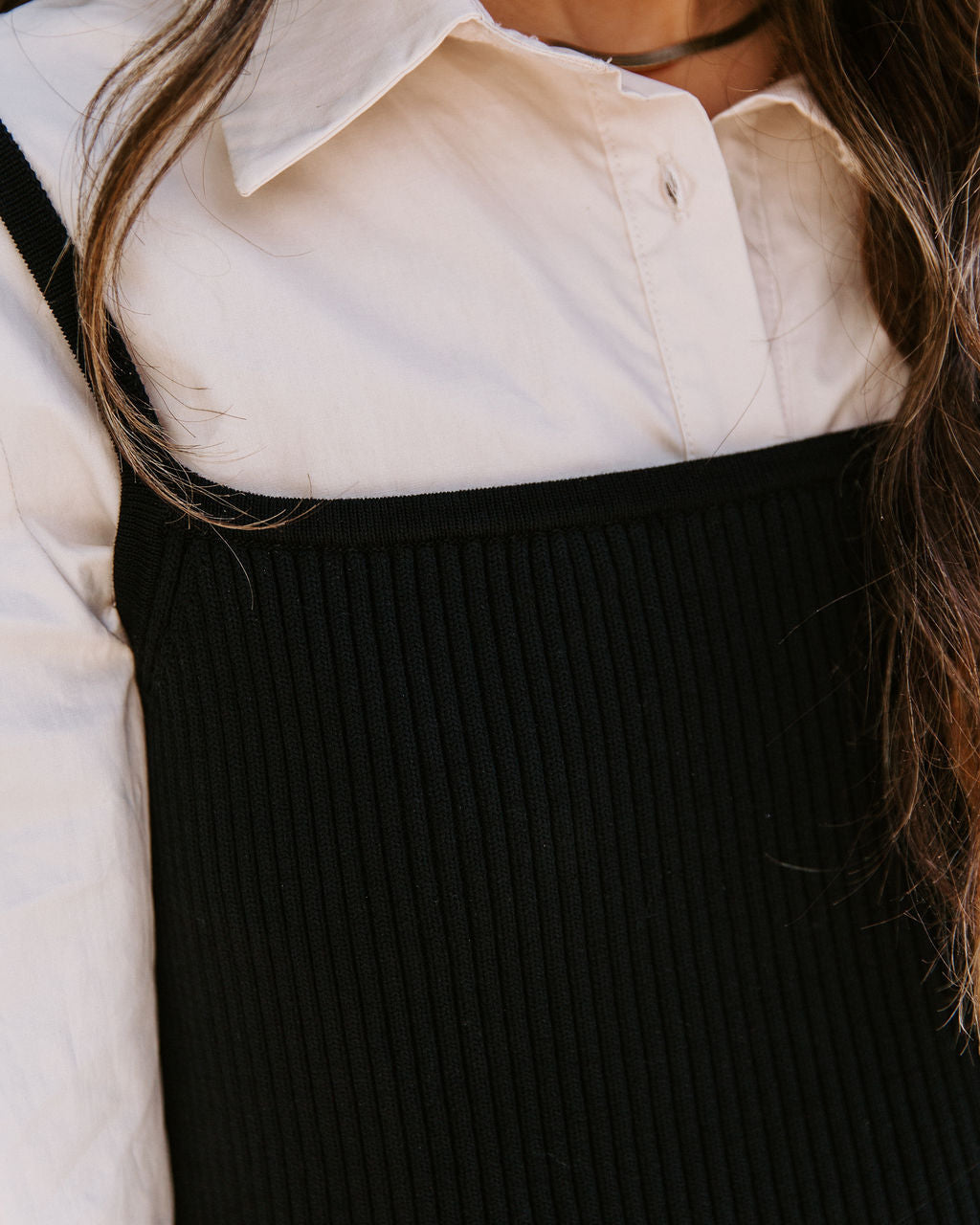 Fifi Contrast Button Down Crop Knit Cami Top