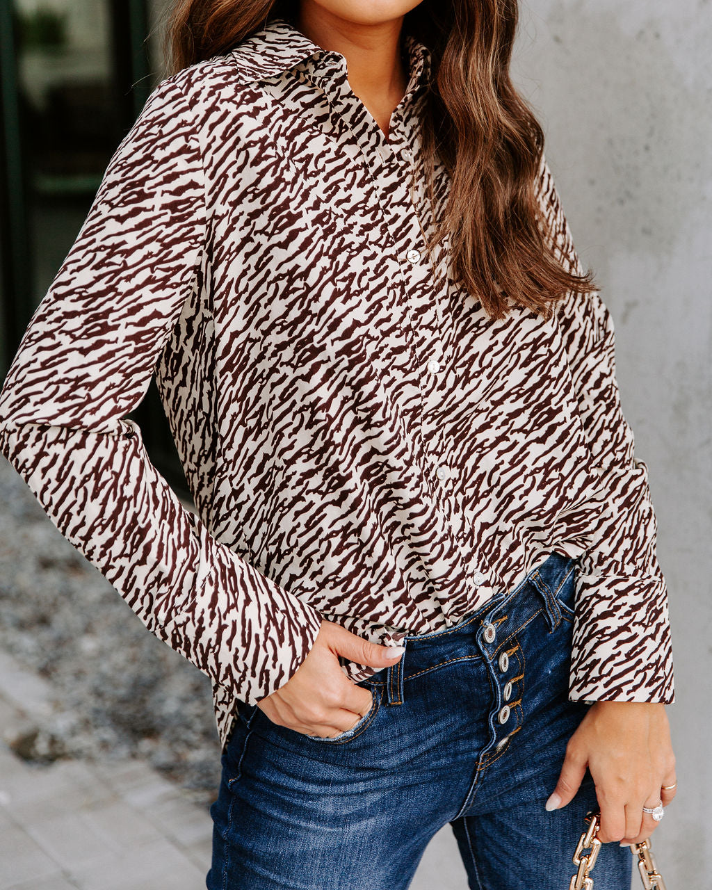 Mylie Printed Button Down Blouse