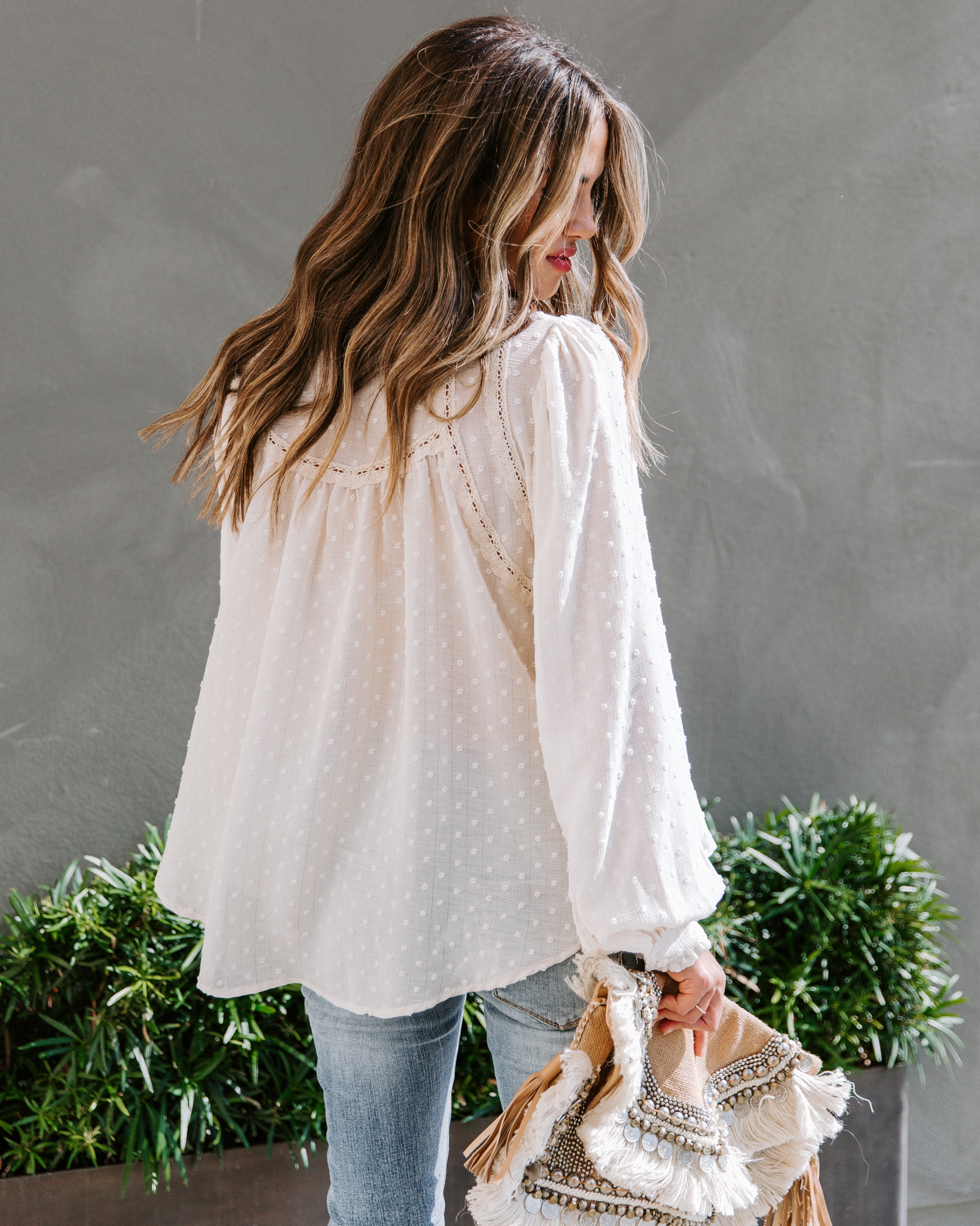 Maxine Swiss Dot Crochet Detailed Blouse