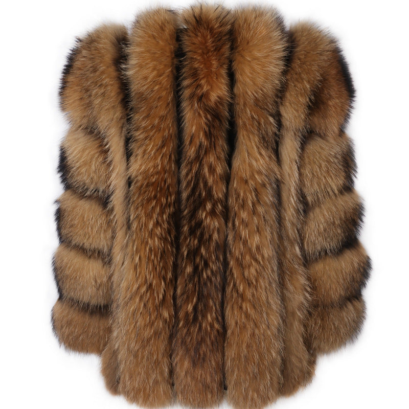 Artificial Fox Fur Women Winter Overcoat