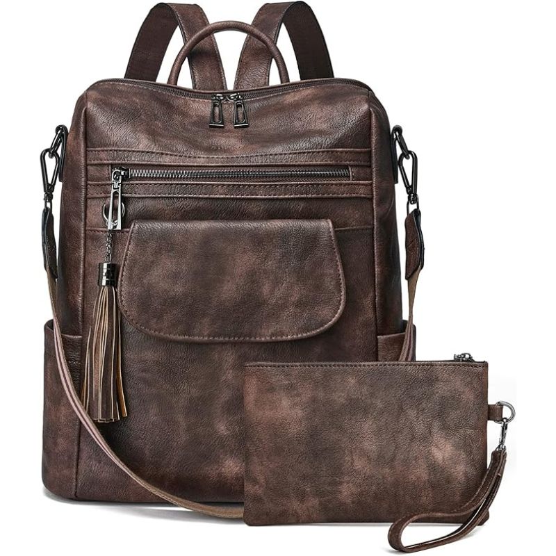 Retro Leather Women's Backpack Urban Style, Large Capacity, Hot-Selling