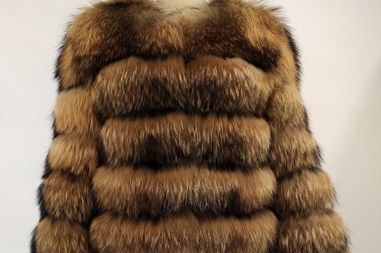 Winter Warm Artificial Fox Fur Overcoat for Women