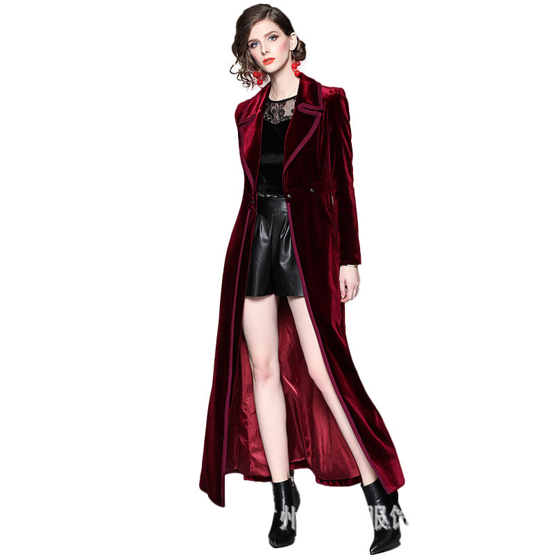 Luxury Velvet Winter Long Wind Trenchcoat for Women