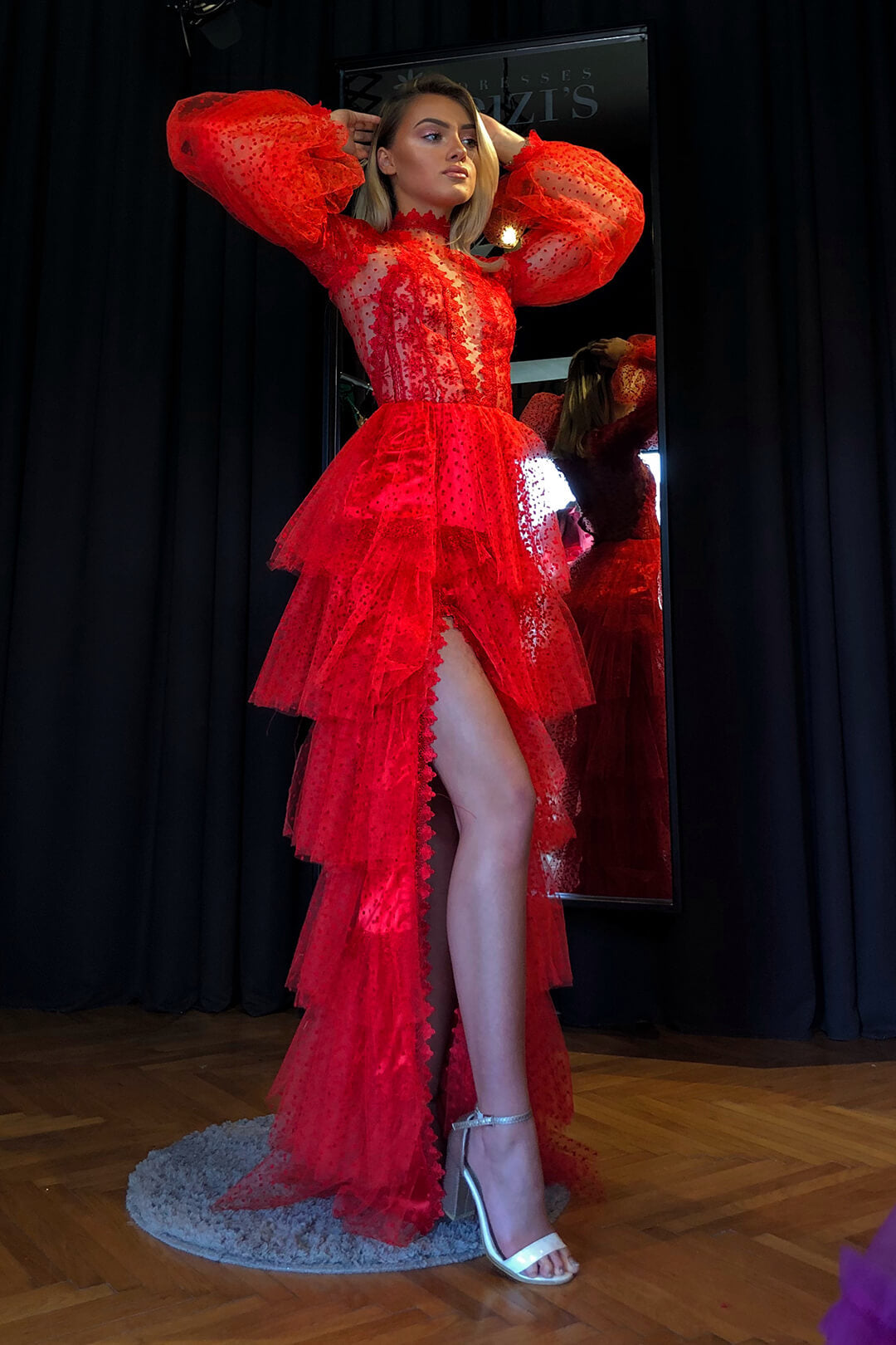 Women Sexy Tulle Long Sleeves Party Dresses-Dresses-Free Shipping at meselling99