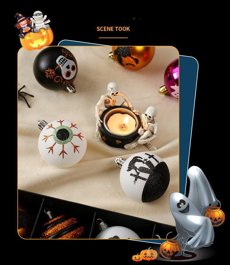 16-Pack Skull Themed Halloween Party Decorations for Home & Tree