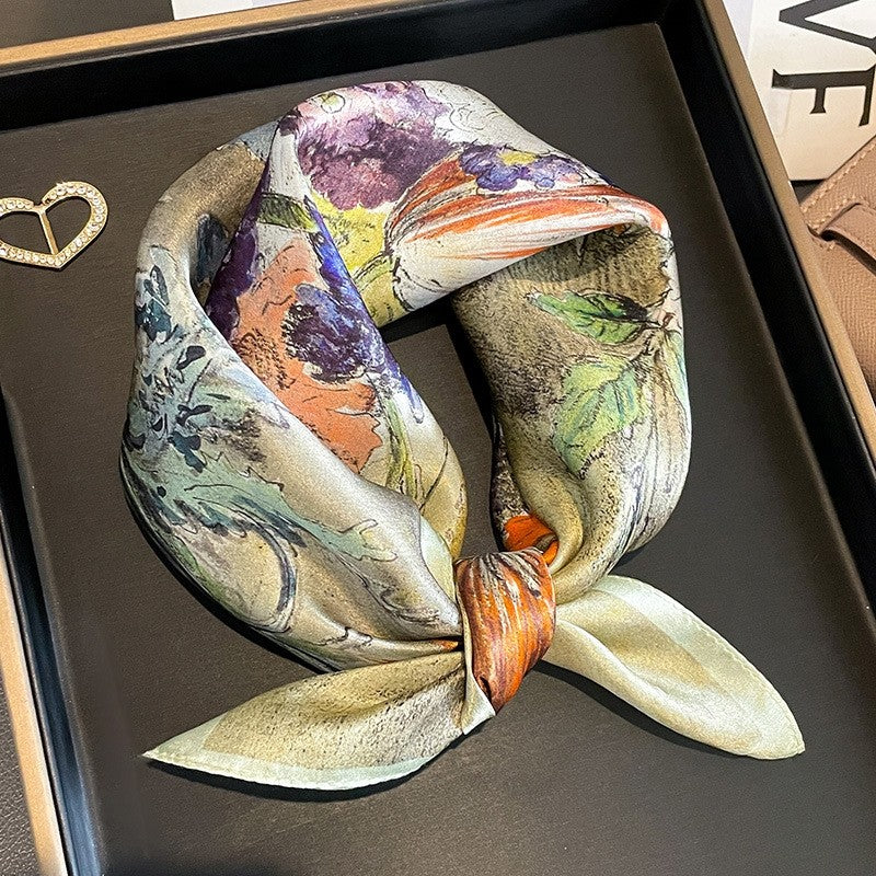 Malaysian Print Square Silk Scarf
