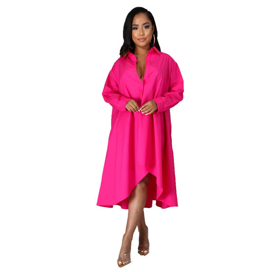 Casual Plus Sizes Long Sleeves Shirt Dresses