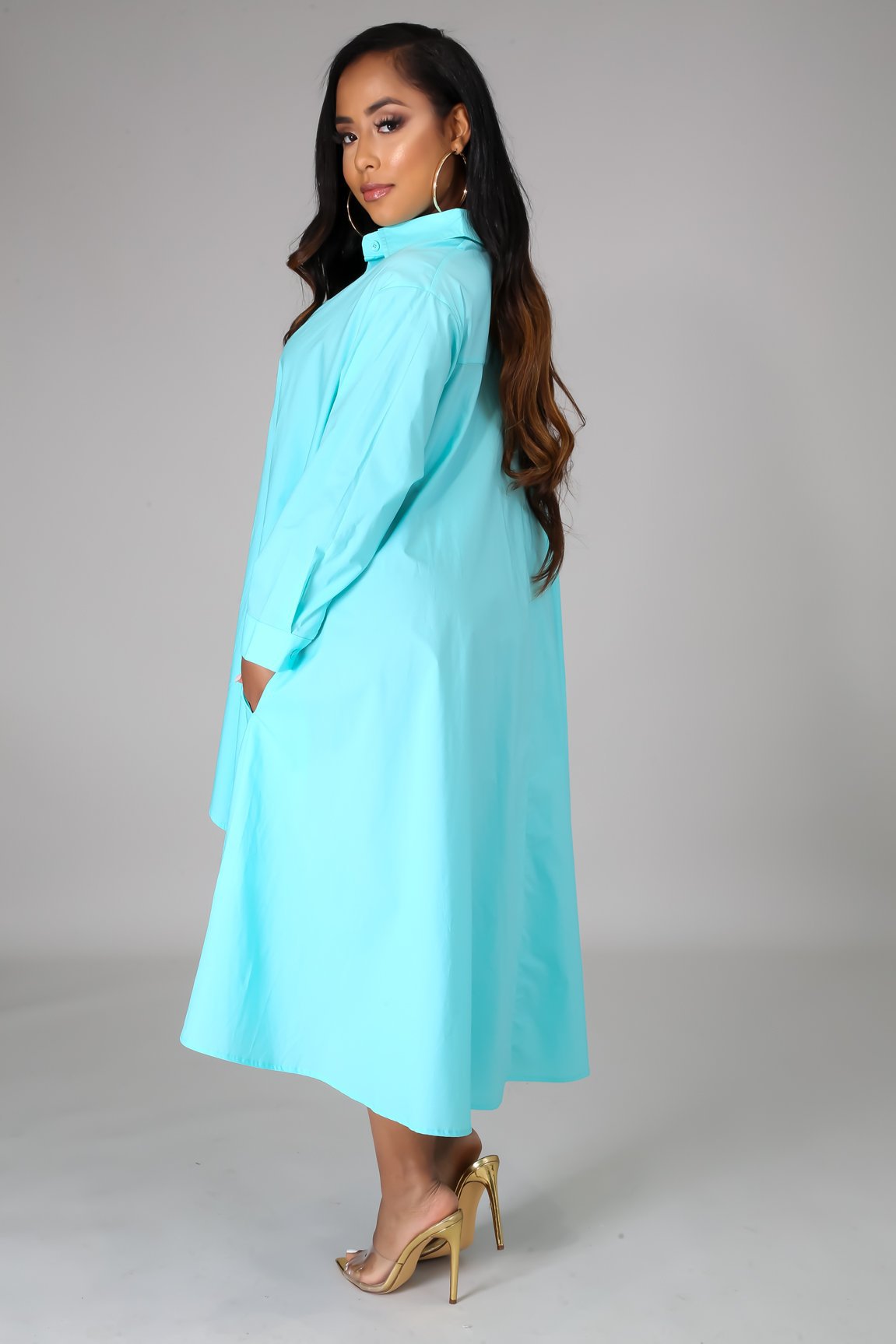 Casual Plus Sizes Long Sleeves Shirt Dresses