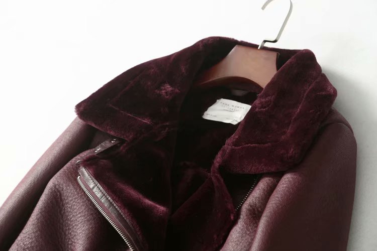 Fashion Winter Pu Leather with Fur Motorcycle Jacket Coats