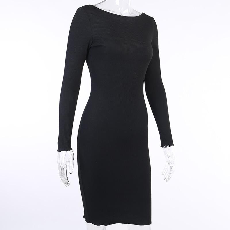 Sexy Backless Long Sleeves Fall Sheath Dresses-Dresses-Free Shipping at meselling99