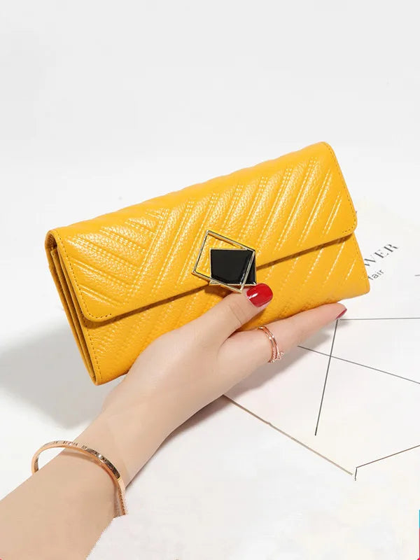 Large Capacity Leather Women's Wallet - Long Hand-Held Phone Holder