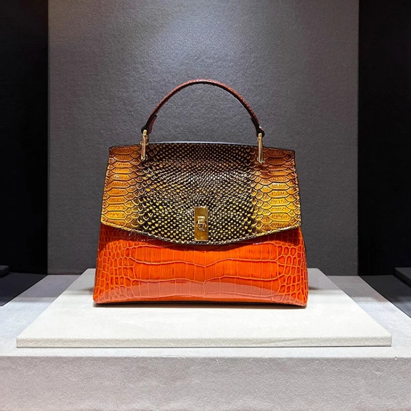 Luxury Crocodile Print Synthetic Leather Crossbody Bag for Women
