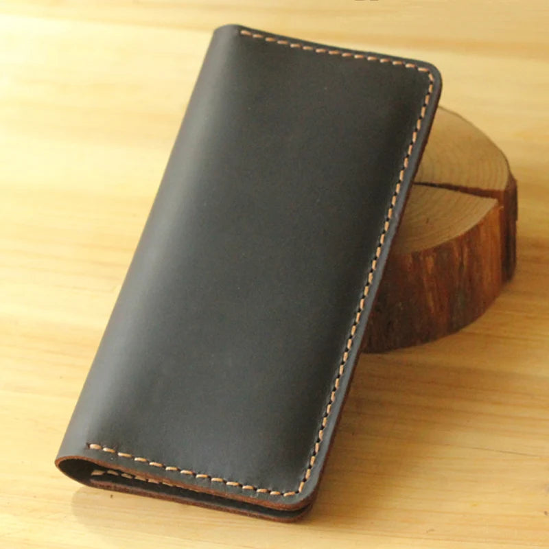 Handmade Vintage Crazy Horse Genuine Leather Wallet - Men Stylish Clutch Bag Purse