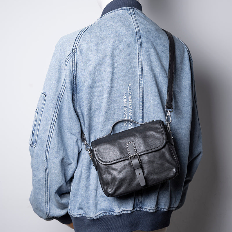 Men's Leather Handmade Shoulder Bag - Vintage Cowhide Crossbody Bags
