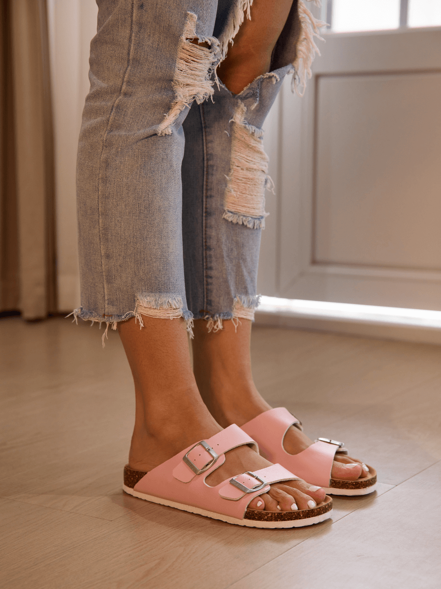 Signature Double Strap Footbed Sandal - Pink