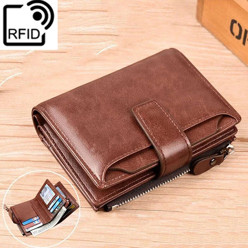 RFID Anti-theft Zipper Coin Wallet - Man Business Card Holder
