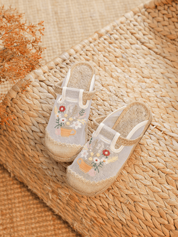 Kimora Embroidered Mesh Mules