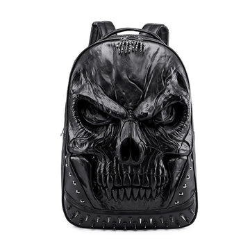 Steampunk 3D Skull Backpack | Punk Rivet PU Leather Laptop Bag
