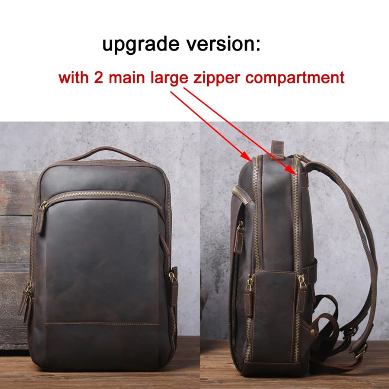 Vintage Crazy Horse Leather Men Backpack - Professional Daily Men’s Business Bag