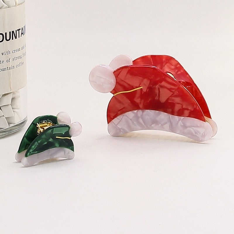 Christmas Hat Acetate Hair Claw Clip