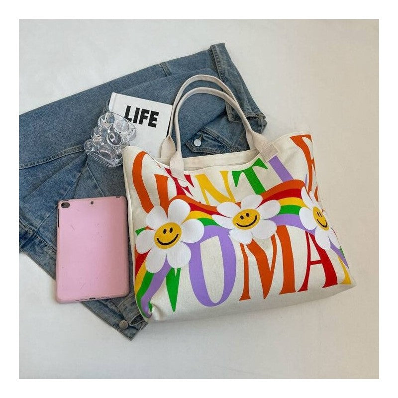 Fashion Print Large Canvas Bag