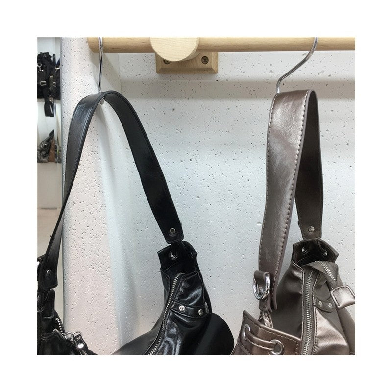 Multi Pocket Studded PU Underarm Motorcycle Bag