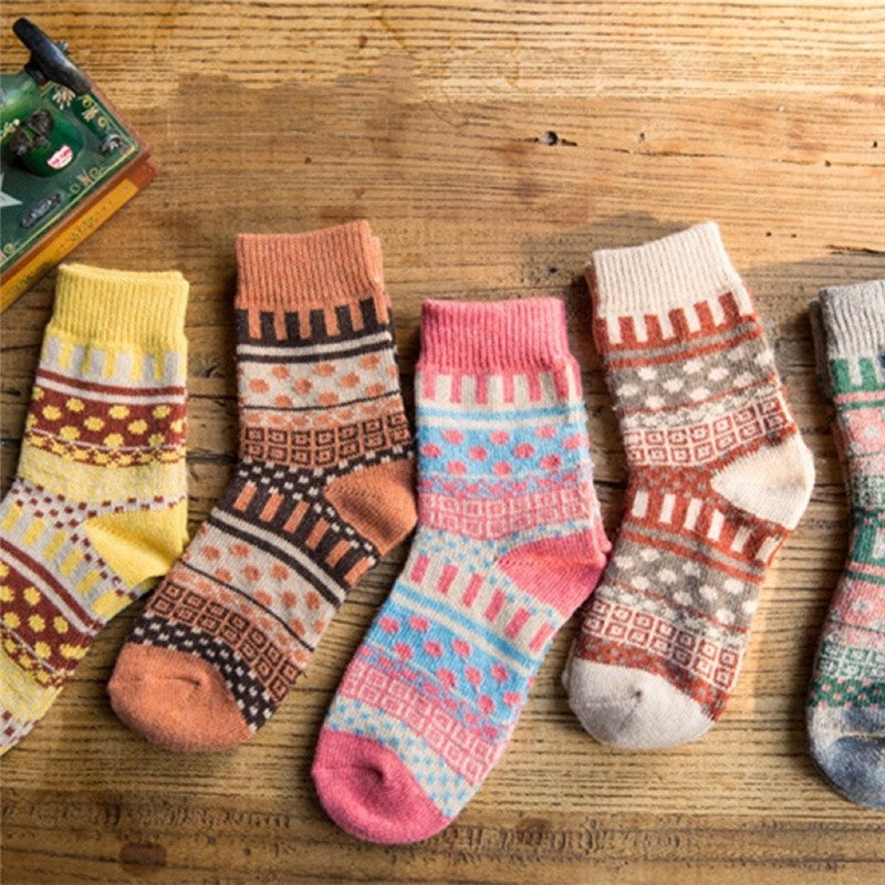 Thick Print Breathable Comfy Casual Sock(A Set Of Five Pairs)