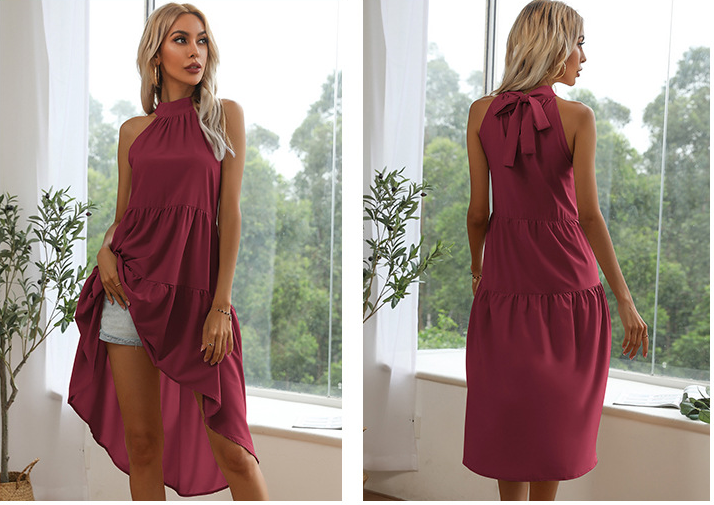 Elegant Halter Asymmetry Women Dresses
