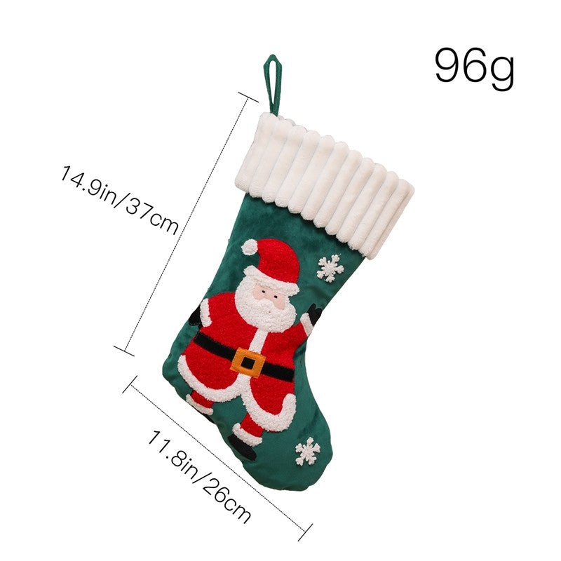 Large Embroidered Santa Snowman Gift Socks Christmas Decoration