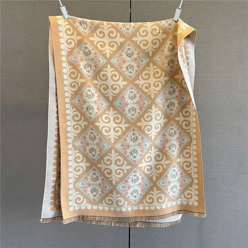 Colorful Printed Fringed Scarf