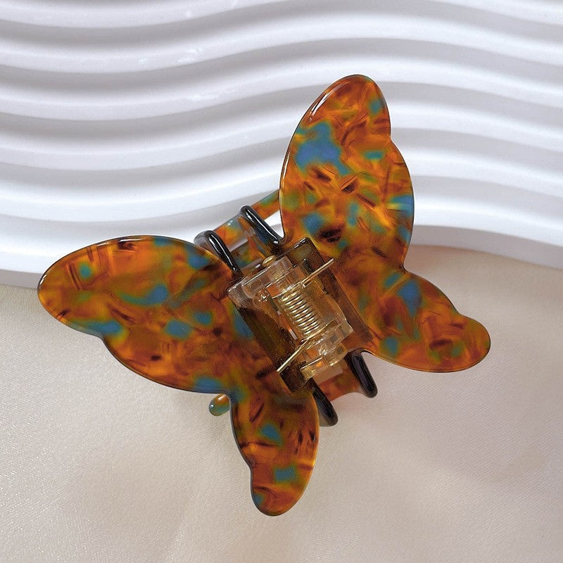 Marble Leopard Butterfly Hair Claw Clip