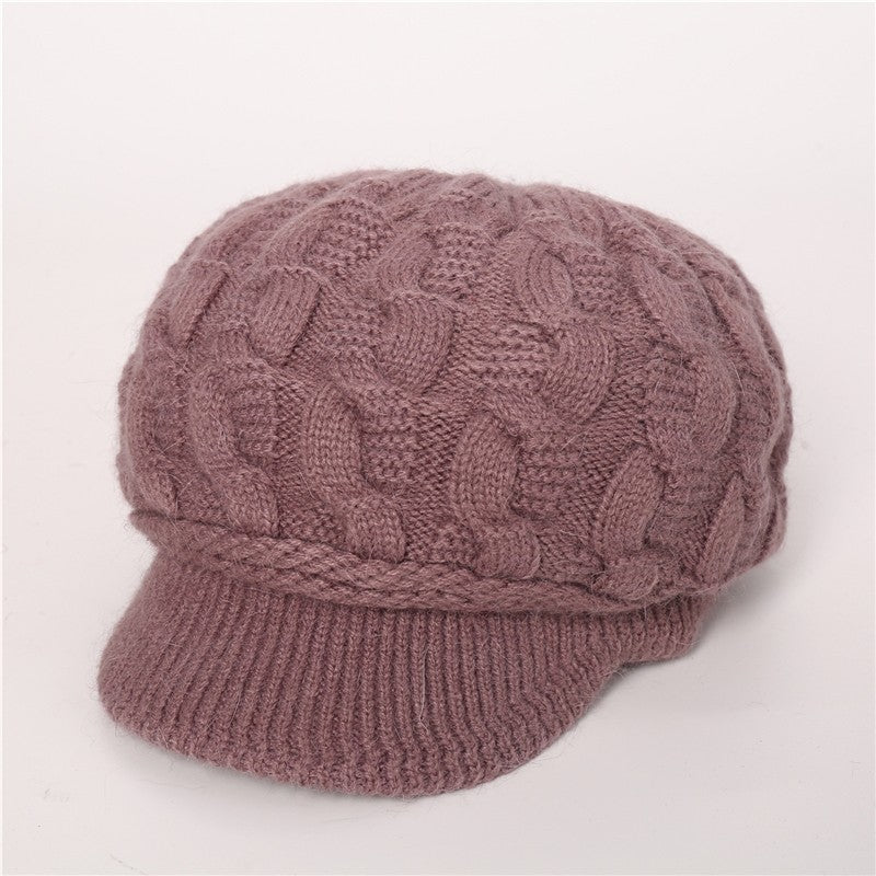 Solid Color Cable Knitted Cap