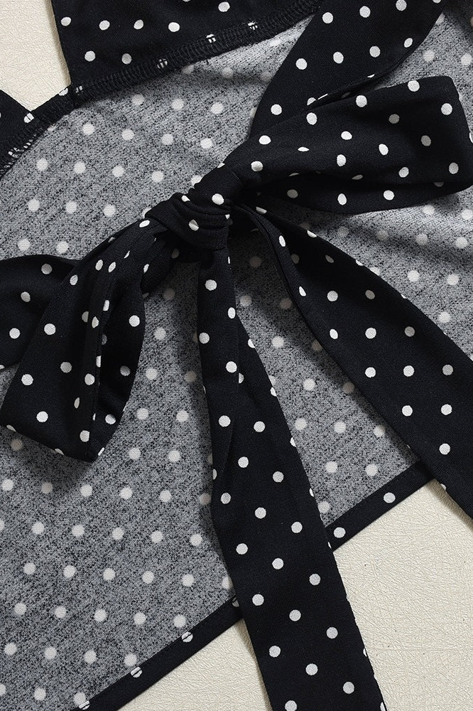 Polka Dot Backless Halter Crop Top