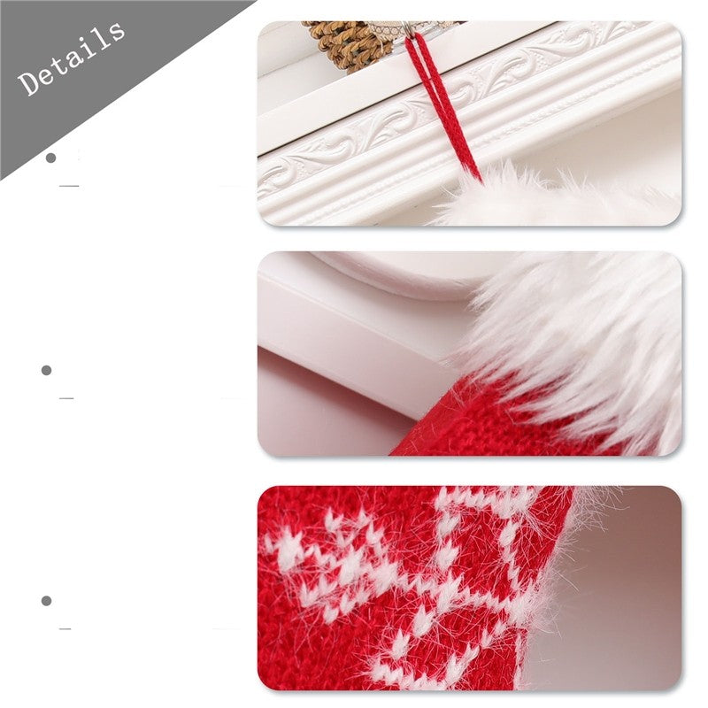Large Knitted Plush Gift Socks Christmas Decoration