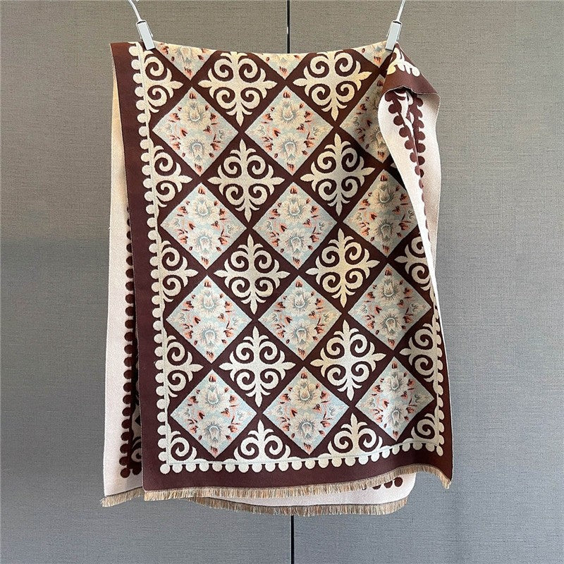 Colorful Printed Fringed Scarf