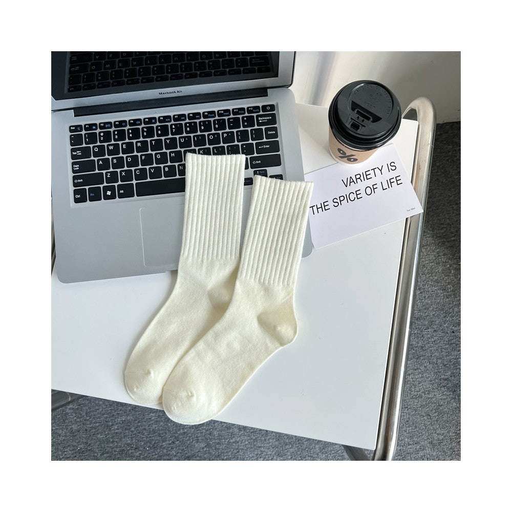 Solid Color Soft Breathable Cotton Socks