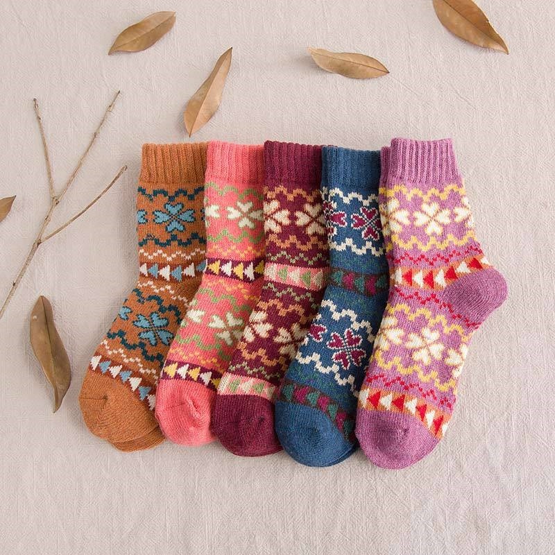 Print Breathable Heart Mid-Calf Length Sock(A Set Of Five Pairs)
