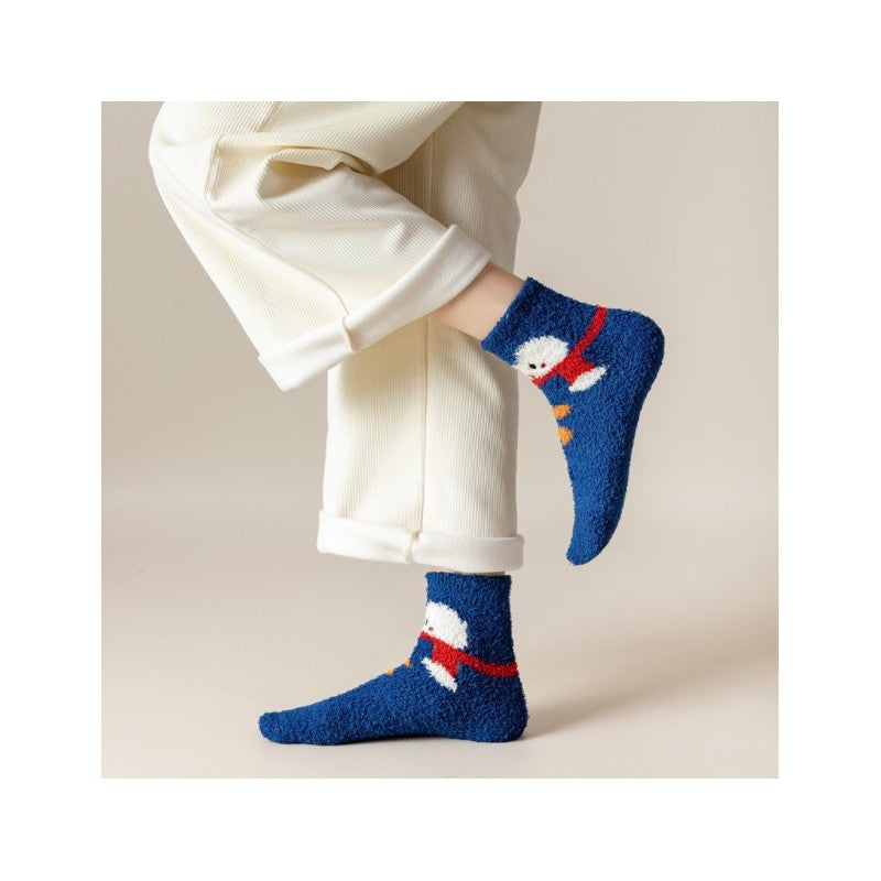 Christmas Cartoon Coral Fleece Terry Socks