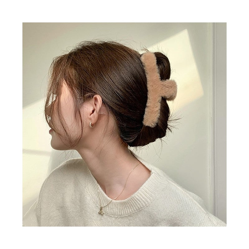 Large Solid Furry Hair Claw Clip