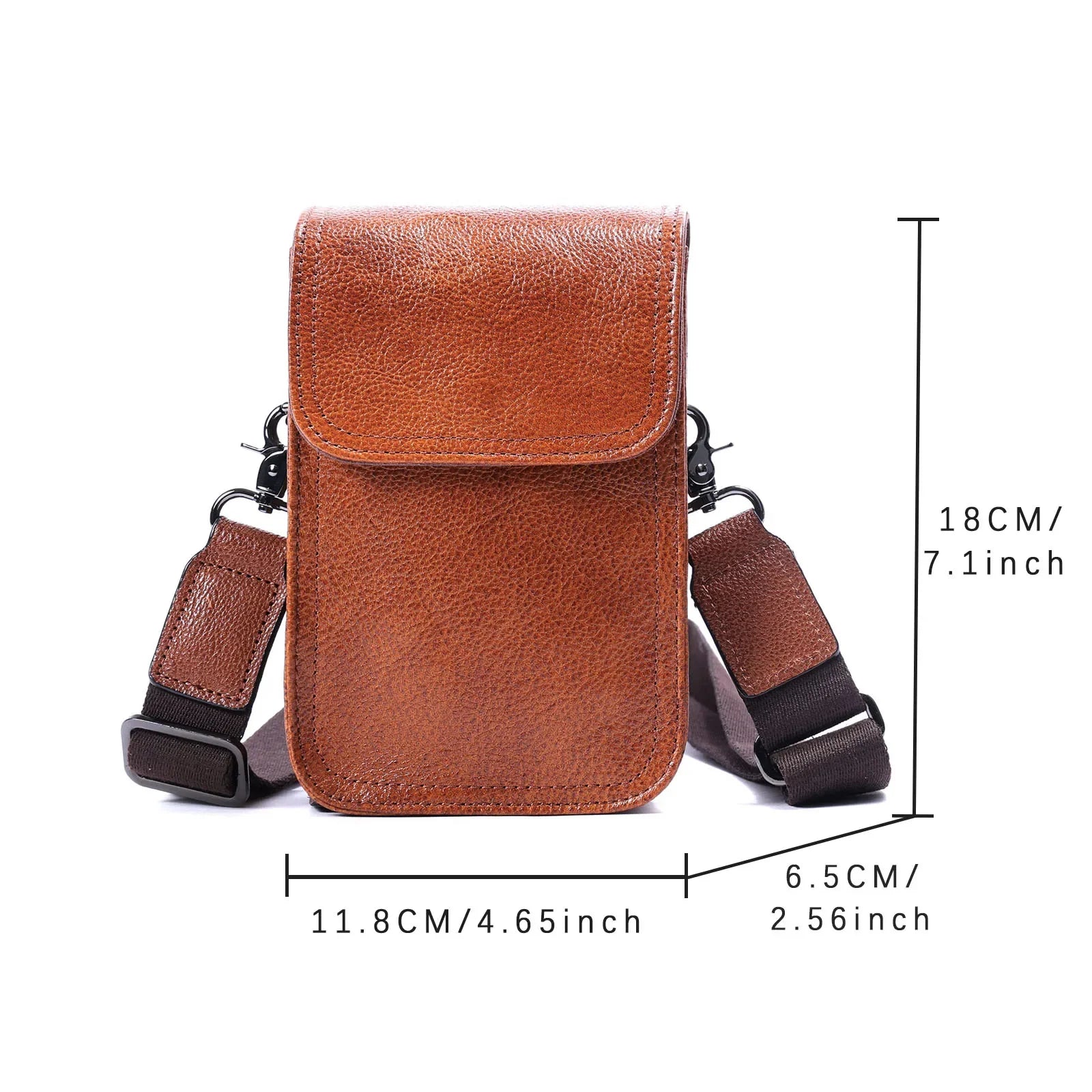 Genuine Leather Men's Shoulder Bag – Vintage Style Crossbody Phone Pouch