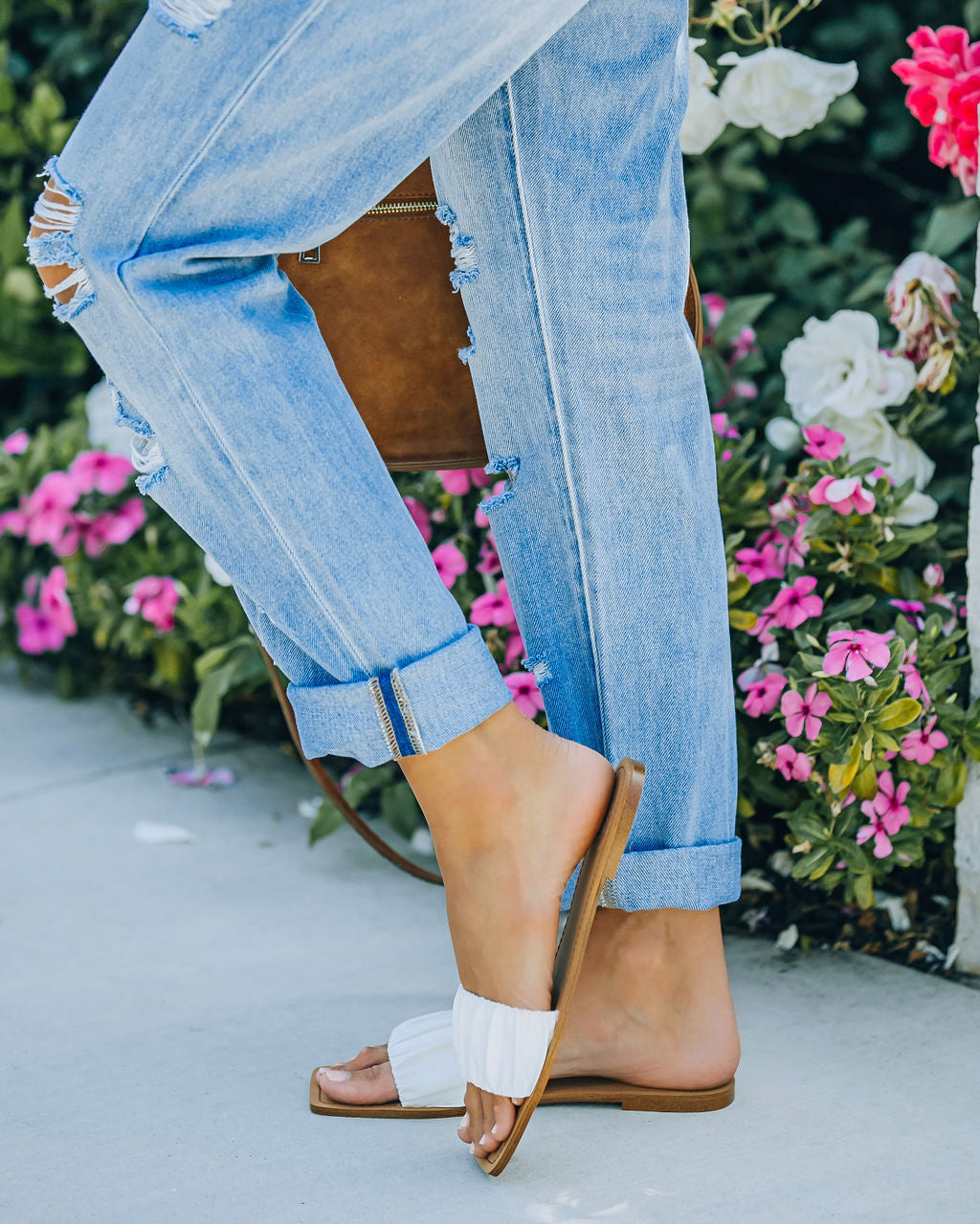 Mila Ruched Square Toe Sandal - White