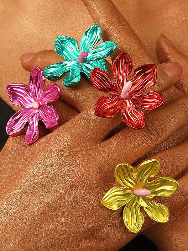 Flower Shape Pleated Rings Accessories