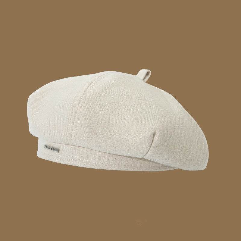 Stylish Octagonal Beret Hat With Metal Label