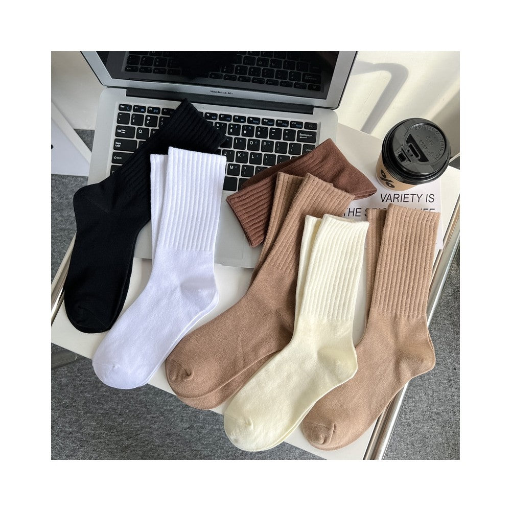 Solid Color Soft Breathable Cotton Socks