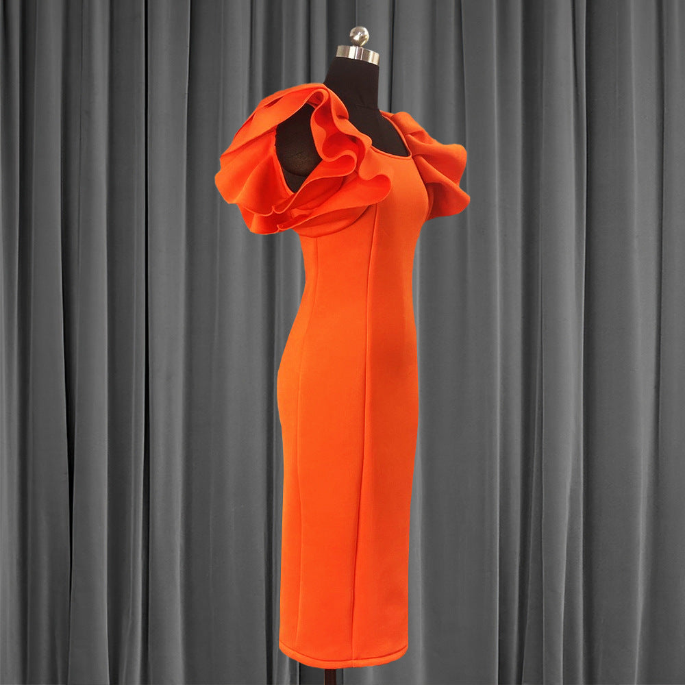 Elegant Orange Evening Party Dresses-Dresses-Free Shipping at meselling99