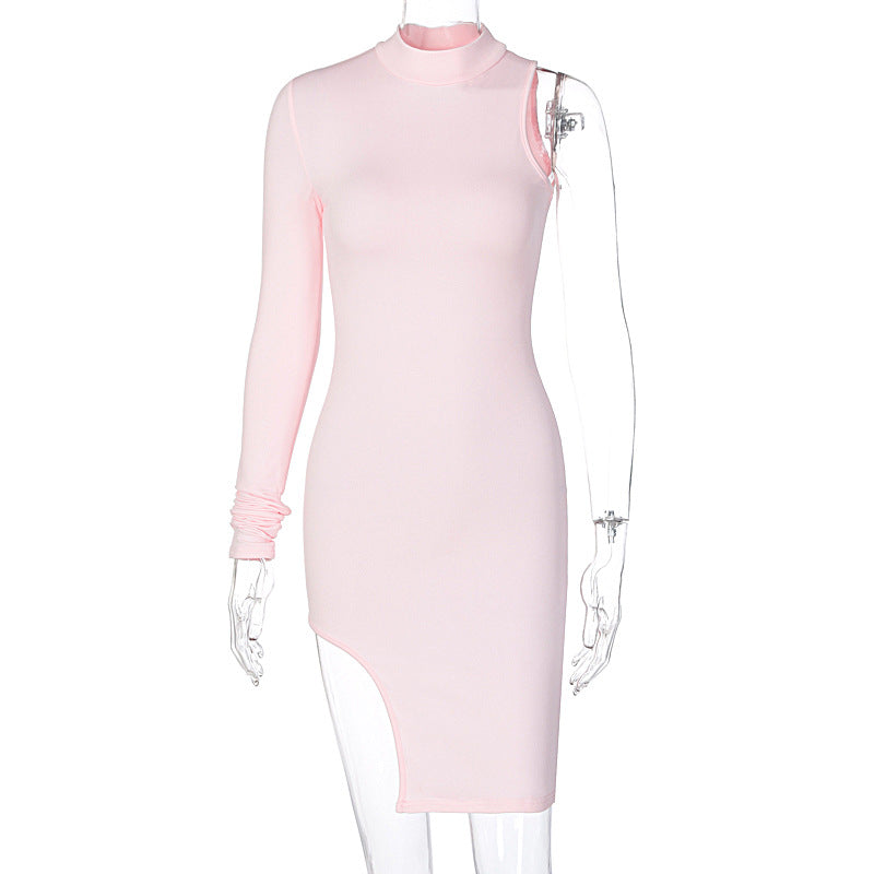 Sexy High Neck One Shoulder Mini Dresses-Dresses-Free Shipping at meselling99