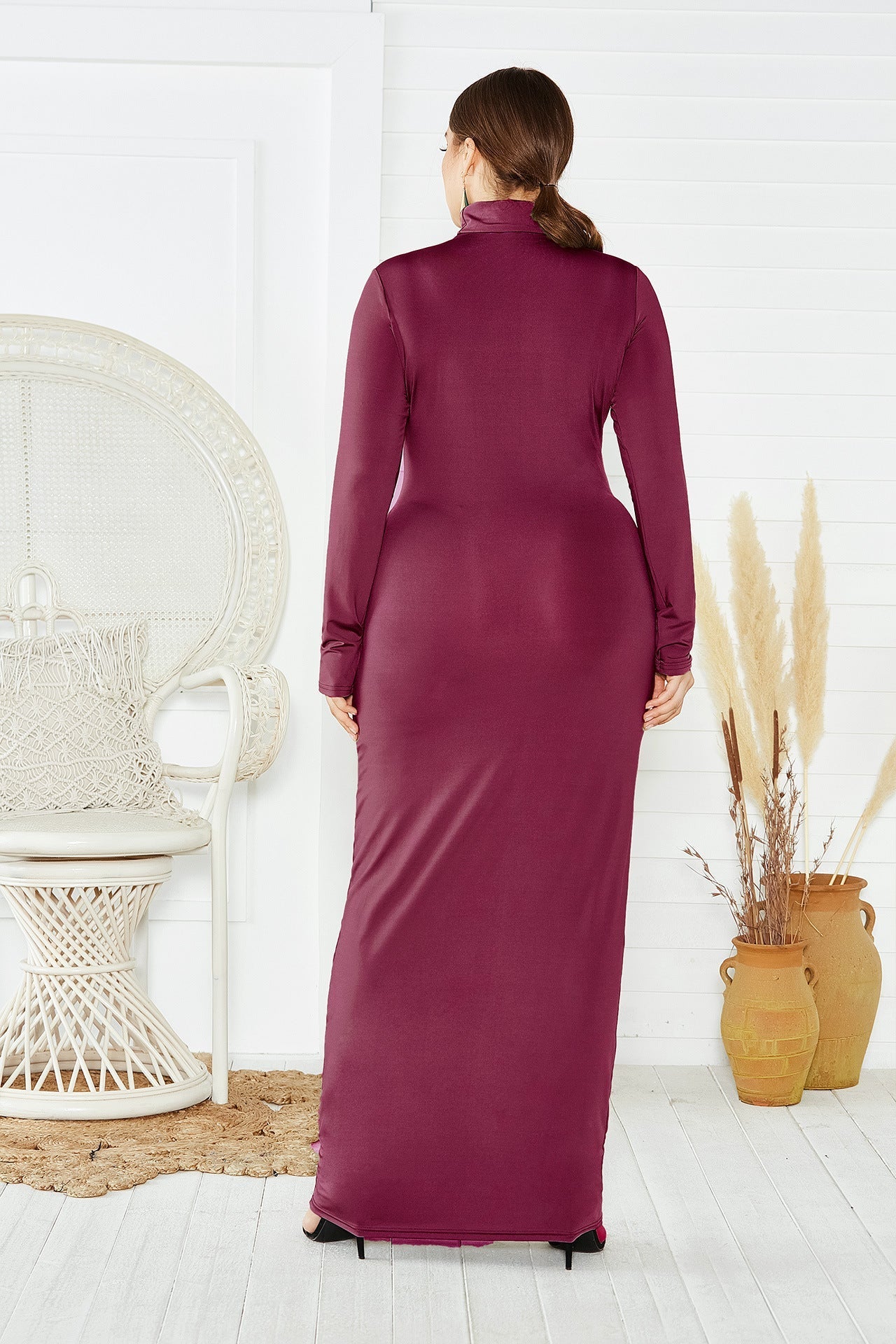 Elegant Turtleneck Plus Sizes Dresses-Dresses-Free Shipping at meselling99