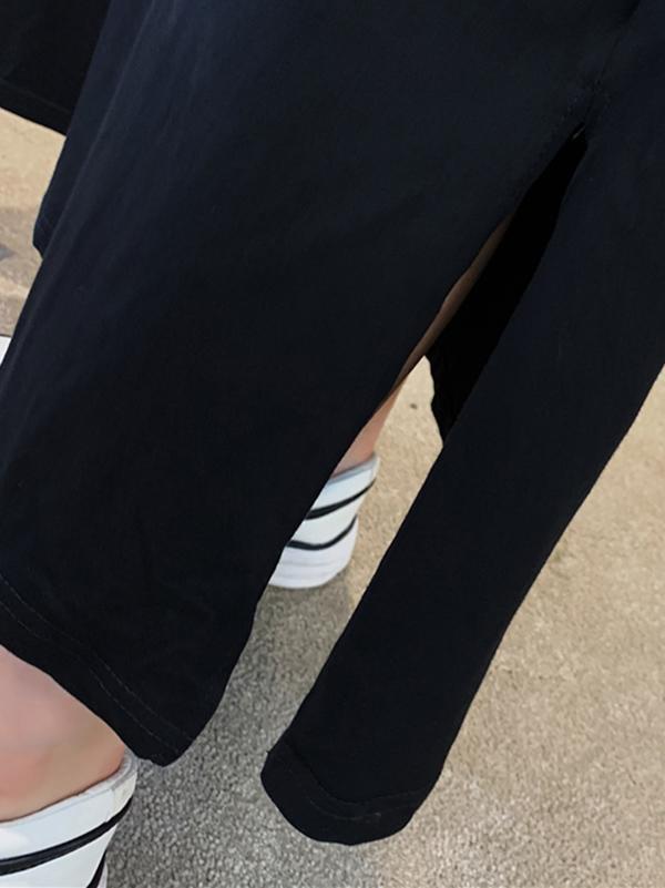 Meselling99 Original Letter Printed Split-Side Dress-Maxi Dress-Free Shipping at meselling99