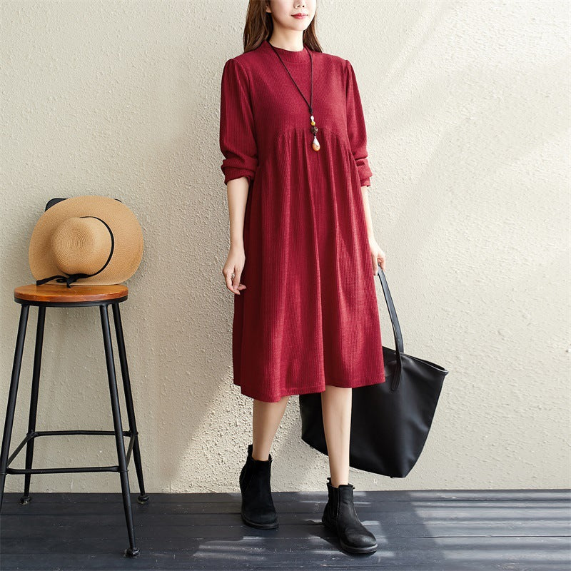 Elegant Women Long Sleeves Round Neck Fall Dresses-Fall Dresses-Free Shipping at meselling99