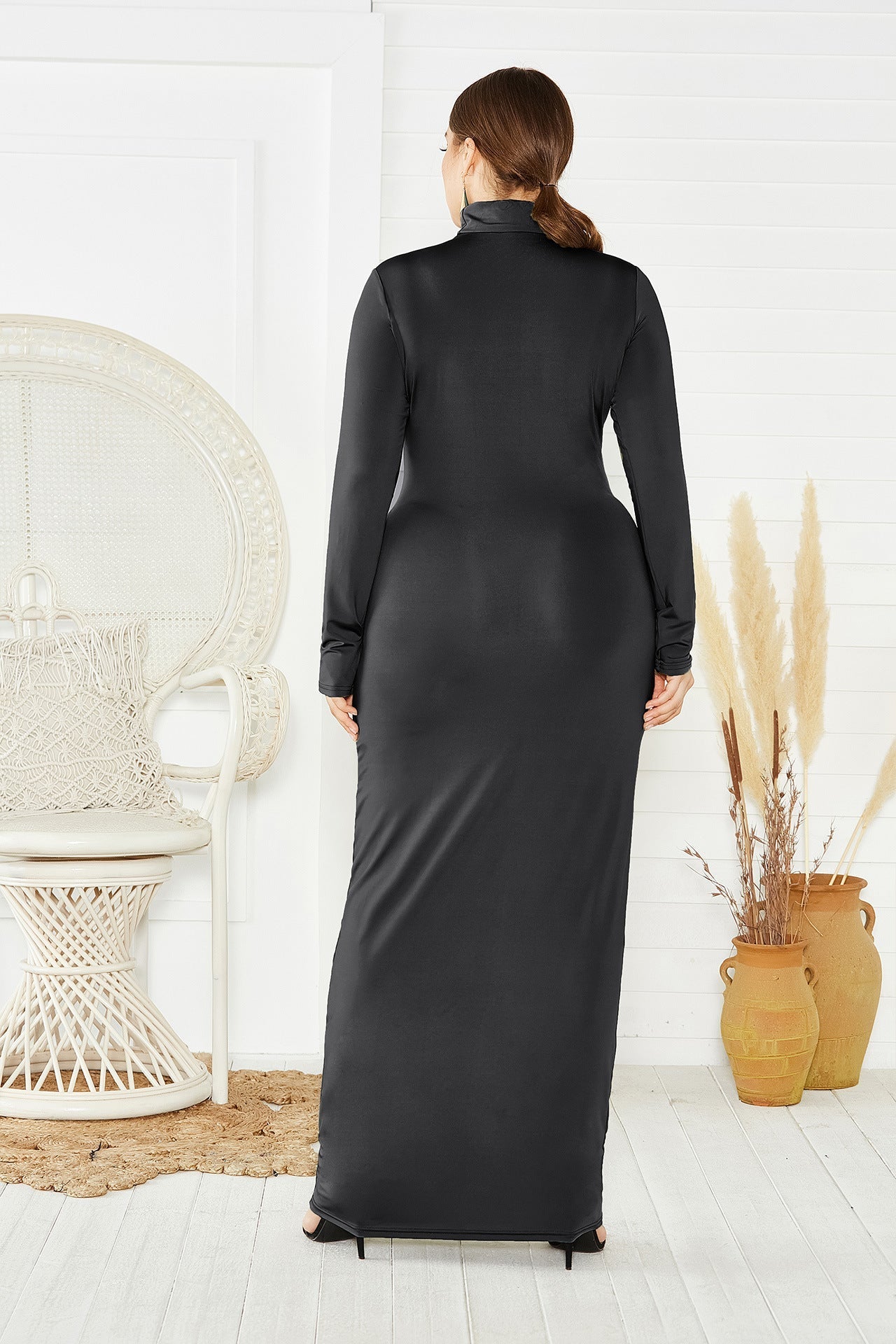 Elegant Turtleneck Plus Sizes Dresses-Dresses-Free Shipping at meselling99